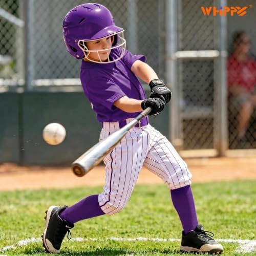 Image of WHIPPY Baseball Socks and Belt Combo Set Knee-High Softball Socks & Adjustable Elastic Belt for Kids Youth Adult