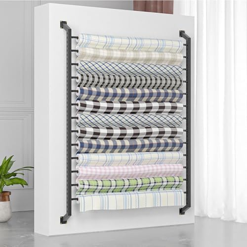 Large Fabric Roll Storage Rack with Adjustable Hanging Rod Commercial Heavy Duty Steel Organizer Holder Large Textile,210cm/82.7Inch Tall Metal Car Vinyl Holder, Multi-Use Wall Mount Storage