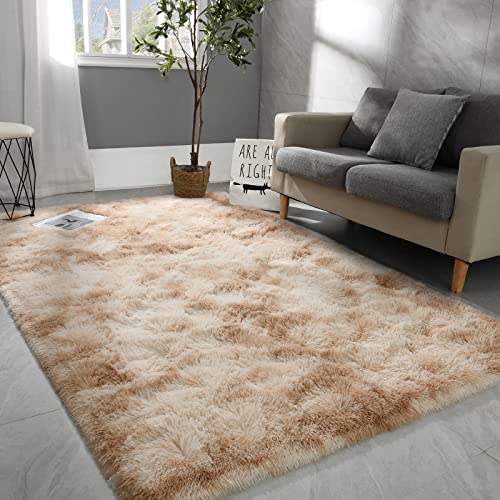 Image of Hutha 6x9 Large Washable Area Rugs for Living Room Tie-Dyed Beige