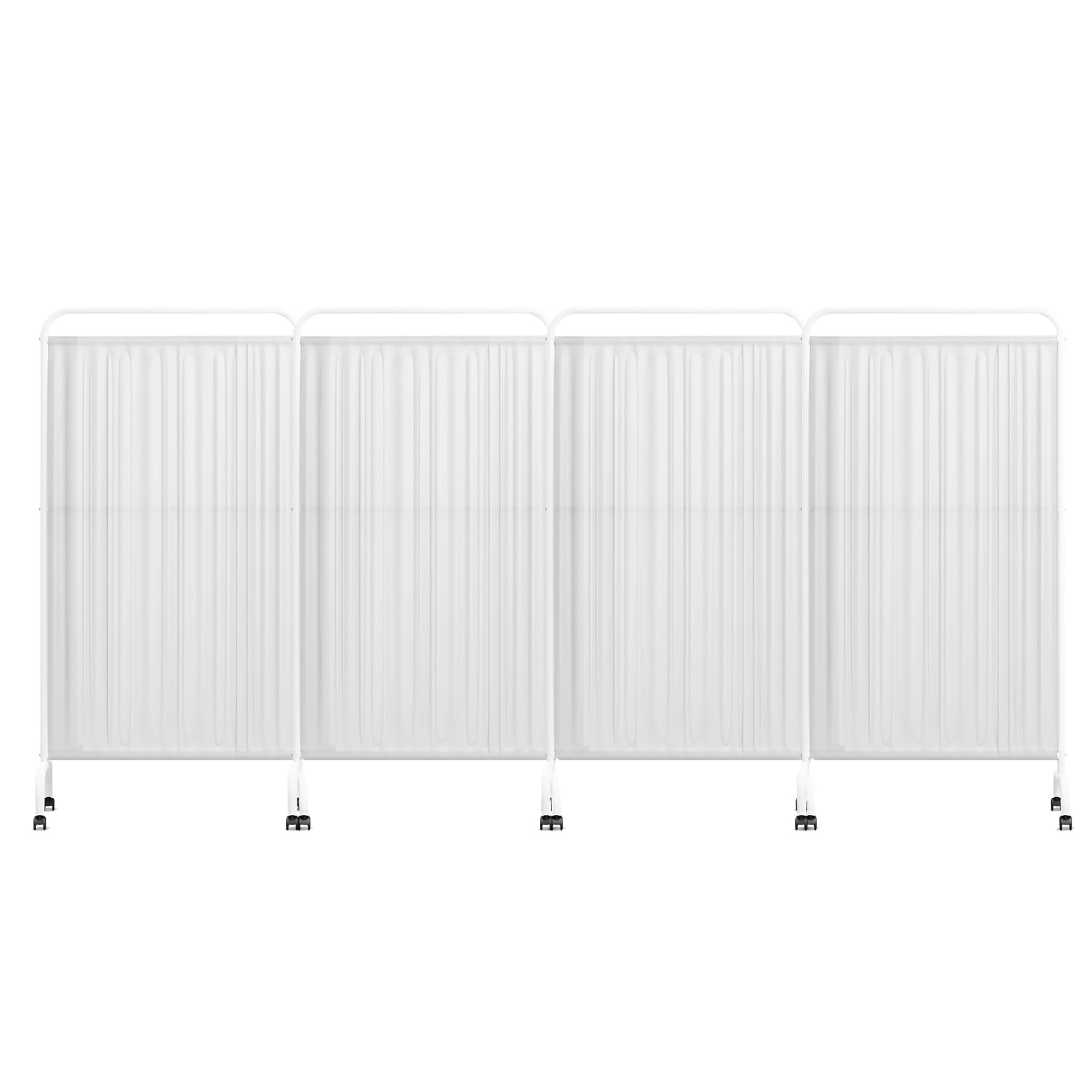 6FT Medical Privacy Screen on Wheels, Portable Freestanding Room Partition Wall Divider, Foldable Room Divider with Locking Casters (4, White)