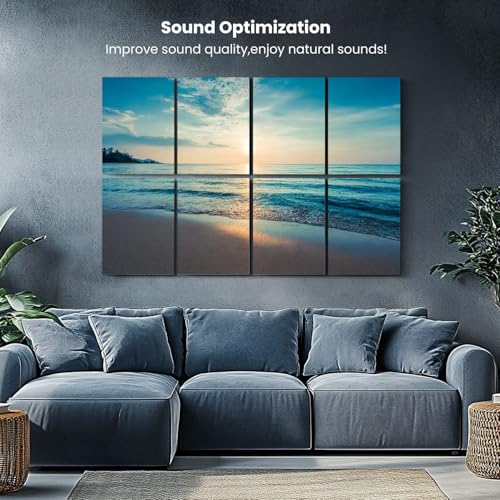 8 paneles acústicos artísticos con diseño de silueta hermosa de atardecer en mar tropical, paneles decorativos absorbentes de sonido de 48"x32", reducción de ruido para oficina miniatura 5