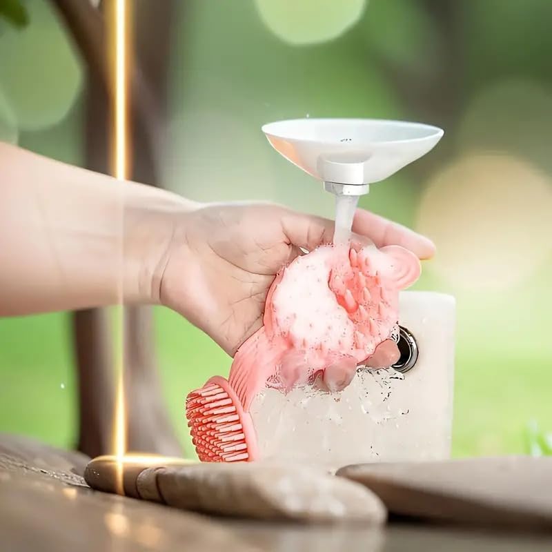 PREZONE Body Scrubber, 2 in 1 Bath and Shampoo Brush, Soft Silicone Loofah for Sensitive Skin, Lathers Well, Scalp Massager Shampoo Brush, Double-Sided Body Brush, Gentle Exfoliating for Women Men 1