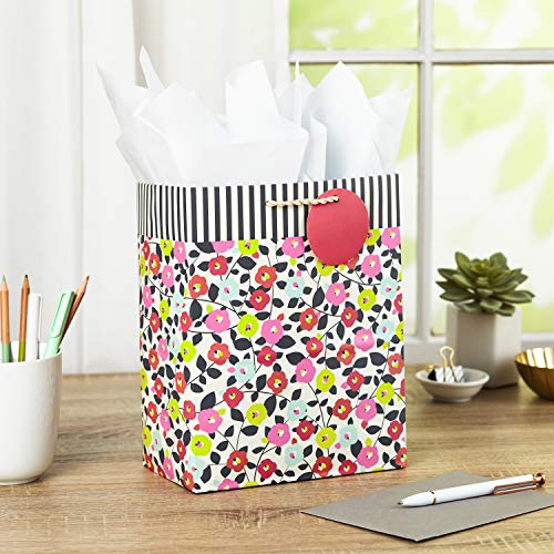 Hallmark-9-Medium-Gift-Bag-with-Tissue-Paper-Flowers-and-Stripes-for-Birthdays-Mothers-Day-Baby-Showers-Bridal-Showers-Weddings-or-Any-Occasion