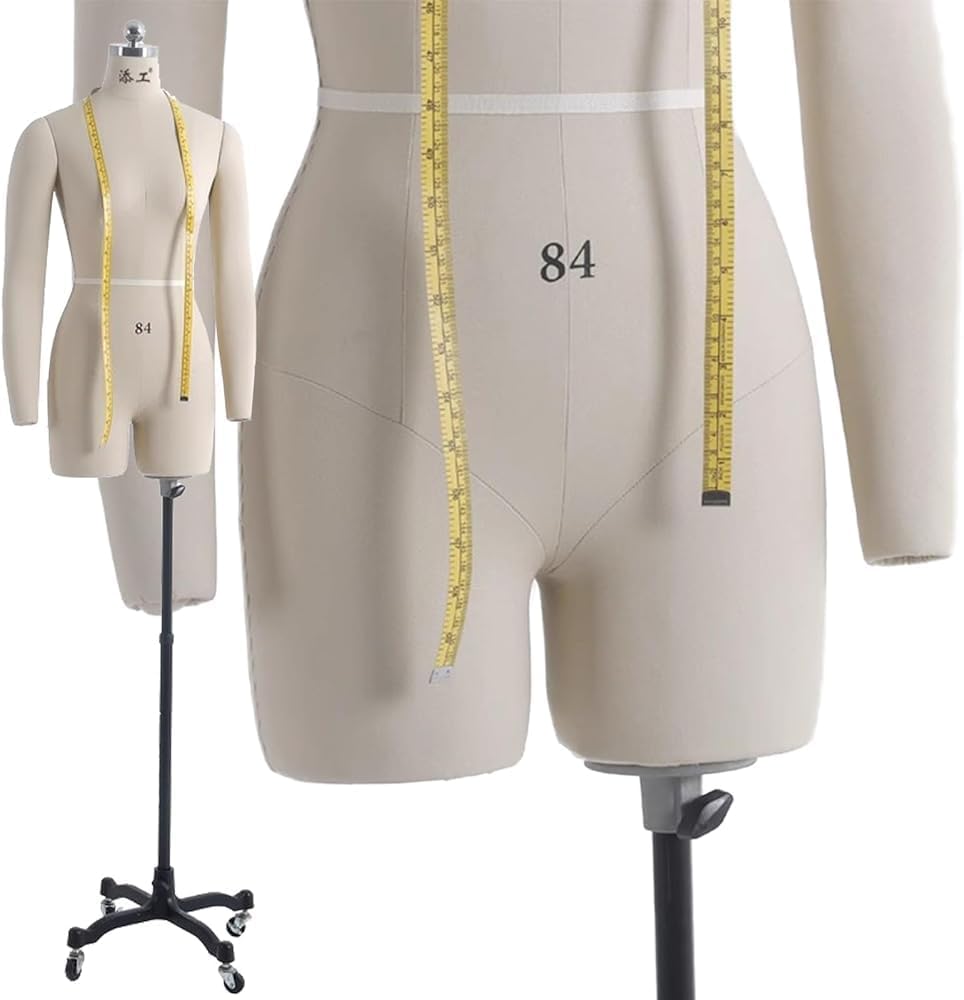 Female Mannequin Torso Dress Forms for Sewing, Pinnable Body Form with 2 Soft Arms, Tailor Dressmaker Dummy Mannequin on Wheels, Adult Full Size(Size:3XL)