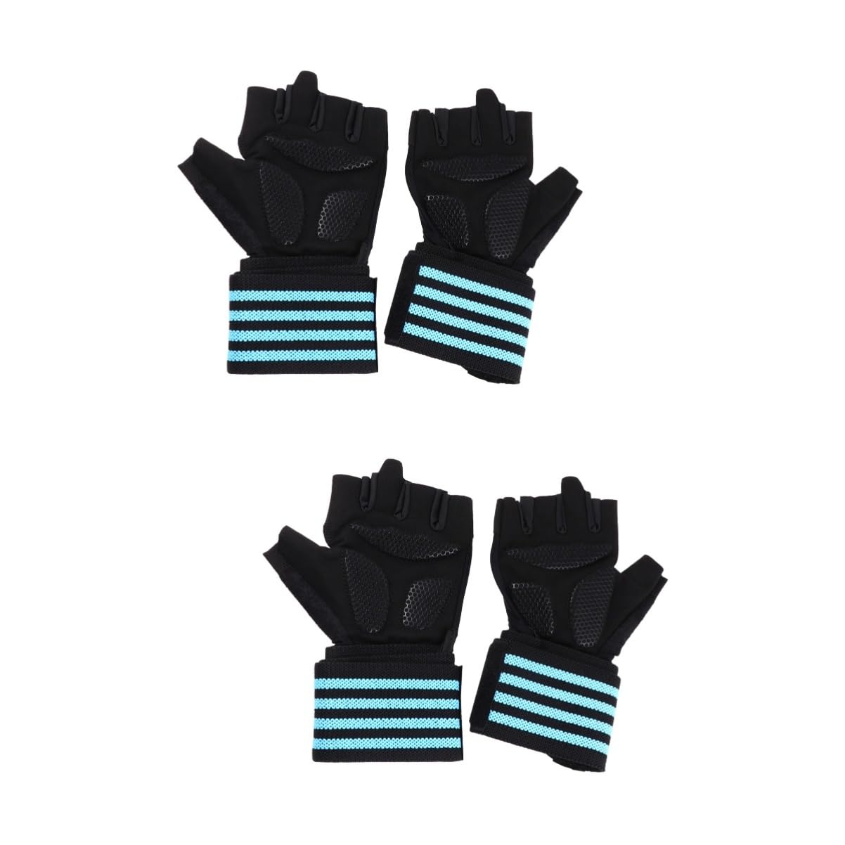Housoutil 2paia Guanti Sportivi Per Allenamento Outdoor Con Supporto Per Polso Guanti Mezza Dita Antiscivolo Per Sollevamento Pesi e Fitness Blu Taglia