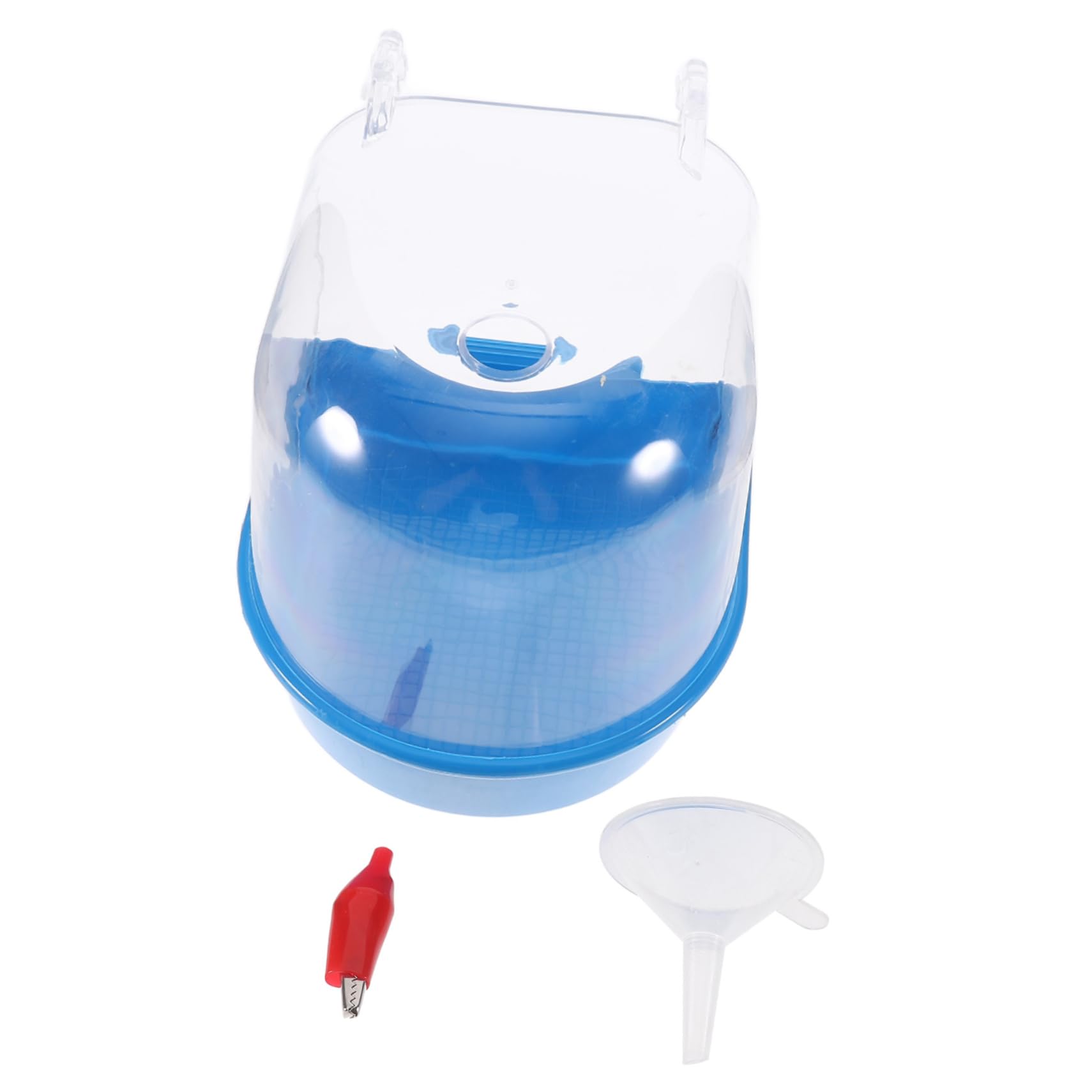 VANZACK 2pezzi Vasca da Bagno per Uccelli con Funnel Box per Bagno di Pappagalli Accessorio per Pulizia Avicola Blu Design Intelligente e Resistente per Uccelli di Piccole