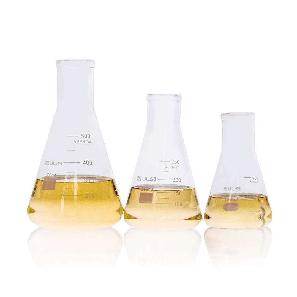 ULAB Scientific UEF1028 Erlenmeyer Lot de flacons en verre à goulot étroit 3 tailles 150 ml 250 ml 500 ml 3.3 borosilicate avec graduation imprimée