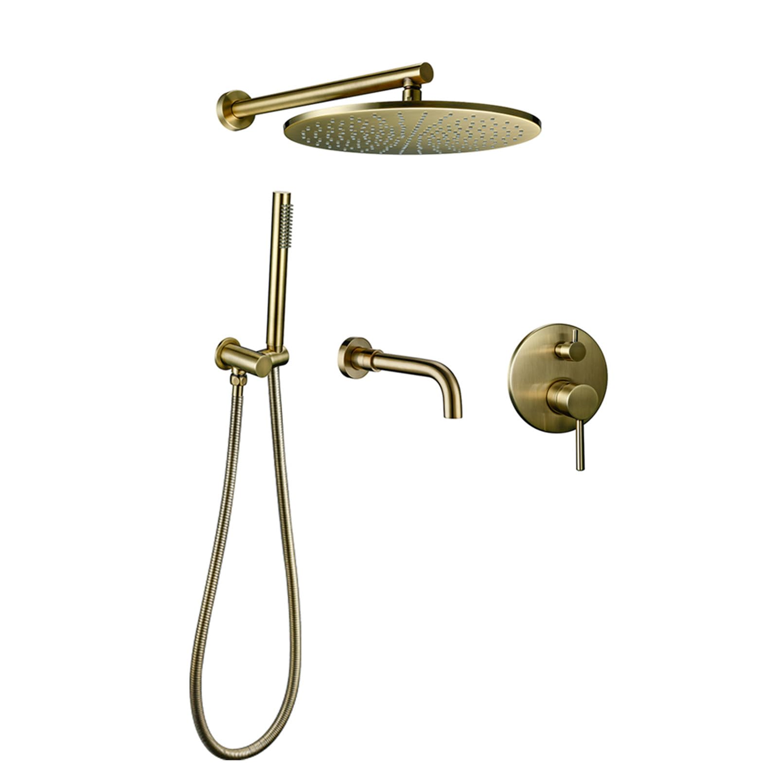Système de douche en laiton massif avec robinets réglables et pommeau luxueux
