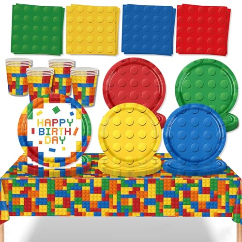 Conjunto de 69 peças de louça para festa de aniversário - pratos de papel, guardanapos, canecas, toalha de mesa para bebé shower, decoração infantil para 16 pessoas