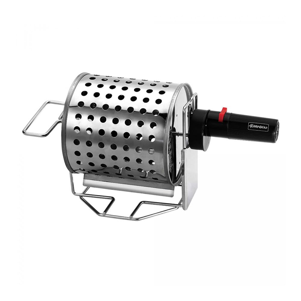 SOLEILUX Cuoci castagne Gira Castagne girevole rotante a batteria, Cestello Inox con motore utilizzabile su Fornelli e Barbecue - Prodotto Italiano