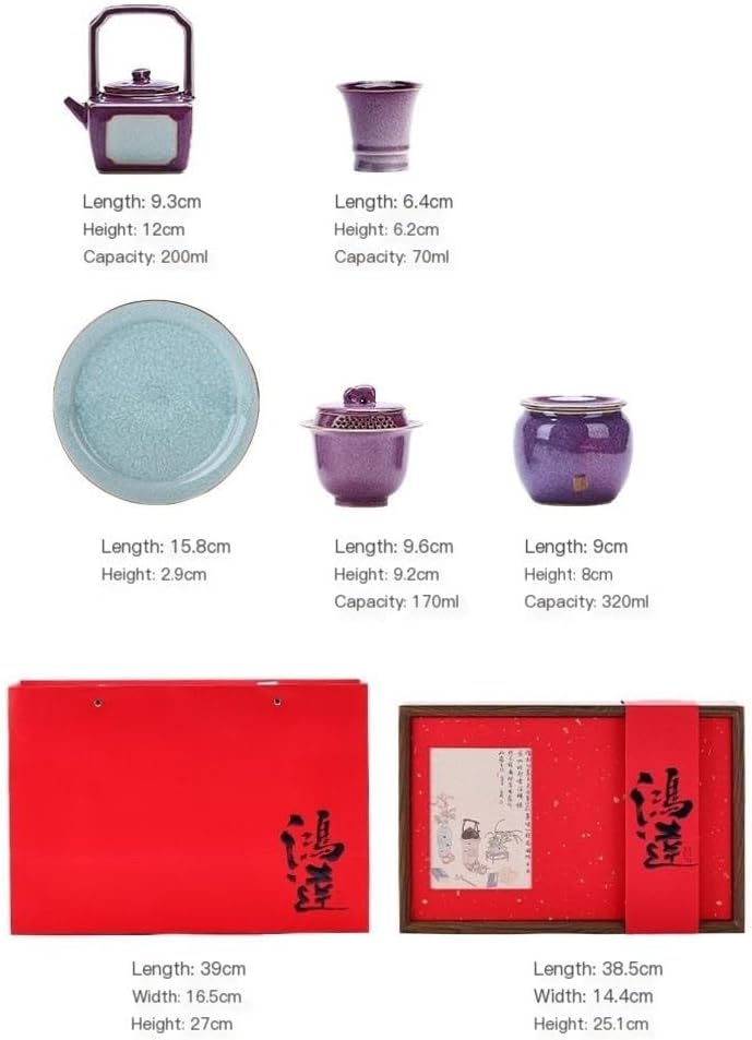 Tea Canister Ceramic Loose Tea Storage Container Jar Household Teapot Cover Bowl Teacup Tea Canister Tea Tray Tea Set Gift Box Set Tea Tin,B