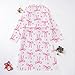 Women's Flannel Christmas Robe Button Fown Loose Soft Fleece Bathrobe Long Sleeve Loungewear Nightgown with Pockets