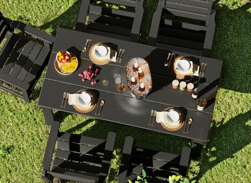 Image of GREENVINES Outdoor Dining Chairs Set of 2 | HDPE | Patio Chair | All-Weather | Black
