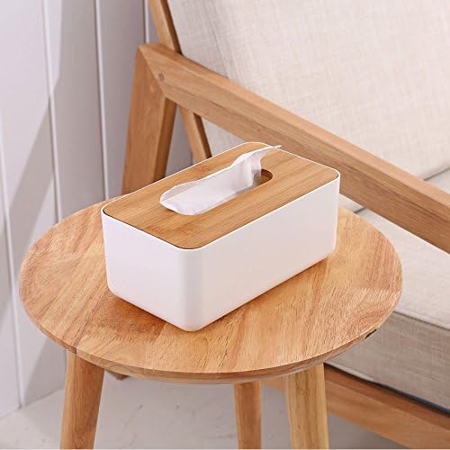 Natural Bamboo Tissue Holder Tissue Dispenser-Car Tissue Holder Rectangular Tissue Box for Home, Office, Car