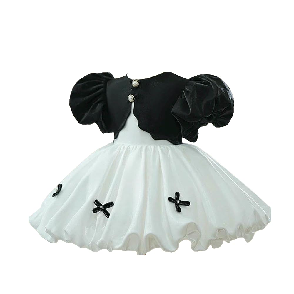 ZBDZSW Vestidos de Fiesta Eid Niñas de Las Flores Elegantes Vestidos de Noche Cortos Blancos Fiesta Infantil Cumpleaños Vestido de Desfile de Lujo