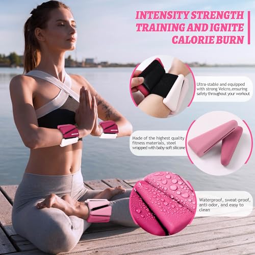 Image of BECOJADDE Ankle Weights for Women Wrist Weights Set of 2 (1 lb /2 lb Each) Adjustable Arm Leg Weight for Womens Men Suitable for Walking Swimming Running Pilates Yoga Gym
