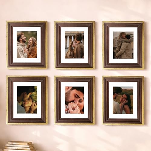 Image of Art Street Luxury Photo Frame for living room, Modern Step Design Photo Frames for Photograph, Art Work, Kids Room Set of 6 (6x8 Inch, Gold)