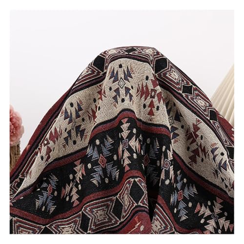 Tissu en coton et lin au mètre motif floral ethnique rétro pour décoration 1.5x5m