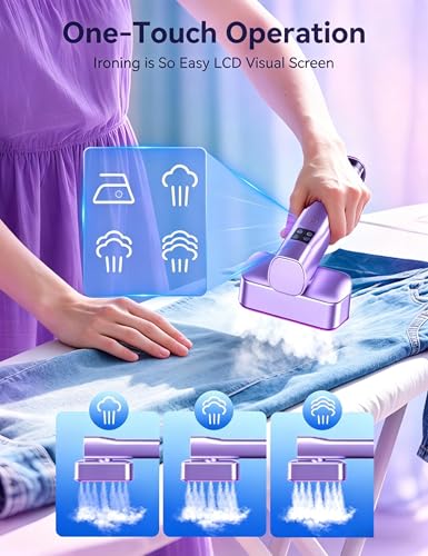 Image of Travel Steamer for Clothes with 100 ml Water Tanks,24 g /min Steam Performance,15s Fast Heat-up,Portable Garment Steamer with Touch Control, LED Display, Steam Iron(Taro Purple)