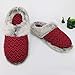 ofoot Womens Comfortable House Bedroom Slippers Soft Knit Fleece Fur Lined Non Slip Rubber Sole Indoor Outdoor (Red/Black, US 9-10)