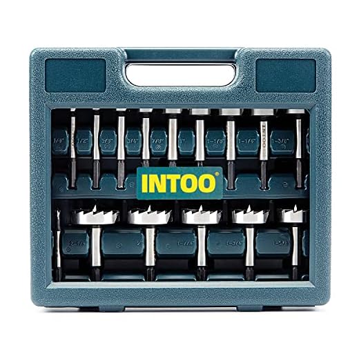INTOO Hex Shank Forstner Bit Set 16 pcs Multi Sided Shank Wood Drill bit Set