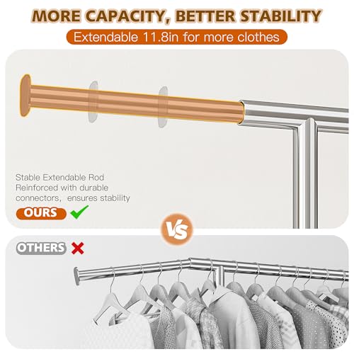 Image of Raybee Heavy Duty Clothes Rack 530LBS Adjustable Rolling Clothes Rack