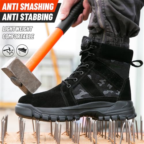 Image of Women's Steel Toe Boots Waterproof Lightweight Construction Safety Shoes