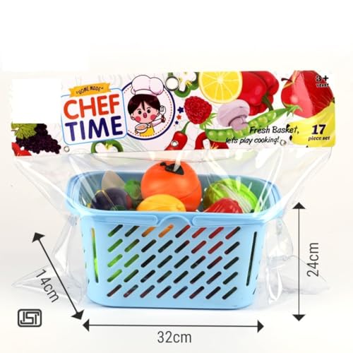 Image of EUPHORIA Realistic Sliceable Cutting Pretend Play Kitchen Set, Play Food Set, Fruit & Vegetable Toys, Chopping Board with Knife & Basket (17 Pieces)