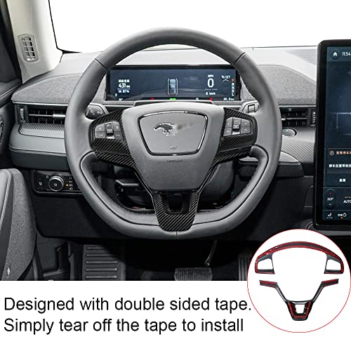 Aoskonology For 2021 2022 2023 2024 Mach E Steering Wheel Cover Abs Plastic With Carbon Fiber Design Style Interior Exterior Steering Wheel Cover Trims Accessories (Matt Carbon Fiber) #TOP5