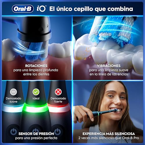 Miniatura 5 de Oral-B iO 5 Cepillo de Dientes Eléctrico con 3 Cabezales, Negro | Cepillo Dental con Sensor de Presión, 5 Modos de Cepillado con Blanqueamiento Dental y Modo Sensible, Estuche de Viaje Blanco