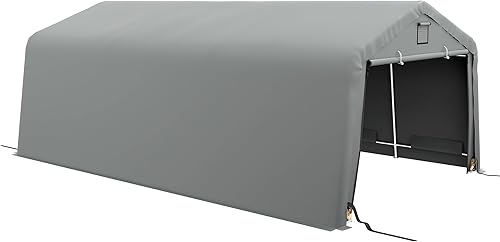 Miniatura 1 de Outsunny Carport de alta resistencia de 12 x 20 pies, tienda de campaña portátil con 2 ventanas de ventilación y puerta grande, para automóvil,