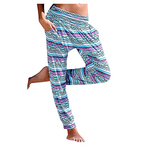 Pantalones harén para mujer: pantalones bombachos para mujer, multicolor, pantalones de playa para mujer, pantalones bohemios, ligeros, largos, elegantes, pantalones de tela, pantalones de deporte,
