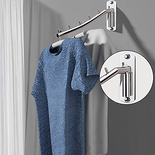 Zivisk 2 Pcs Folding Wall Mounted Clothes Suit Hangers Rack With Swing Arm Stainless Steel Heavy Duty Coat Hook For Bathroom, Bedroom, Laundry Room - Silver #TOP2