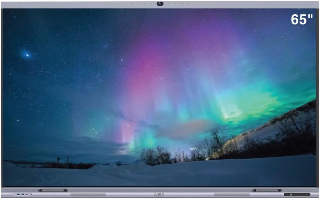 AORA 65 Inch 4K DLED Interactive Panel Screen Display with 48MP AI Camera, 100000 Hrs Life Span, 8-Array Microphone, NFC, 8GB RAM, 128GB ROM, Two-Way Wireless Casting & Mirroring | Metallic Grey