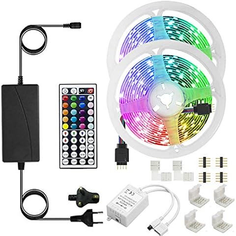 LED Strips, XVZ 10M Atmosphere Light Colour Changing Kit with 44key Remote Control and Power Supply, Ambient Light Led Strips for bedroom, Christmas Cover