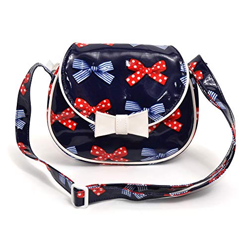ポシェット 女の子 小学生 斜め掛け おしゃれ ショルダーバッグ かわいい ポルカドットとストライプのフレンチリボン(ネイビー) カラフルキャンディスタイル N2604400