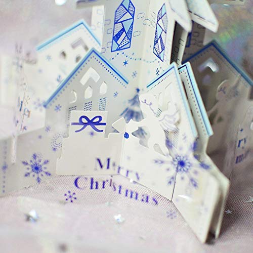 DieffematicSDK Geburtstagskarte Weihnachtskarten, Stereo 3D, White Christmas Bell Tower, kreatives Design.