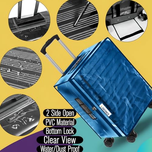 Image of Trolley Bag Cover Suitcase Waterproof Dustproof Luggage Cover Zippered Clear PVC Protector 24 Inch