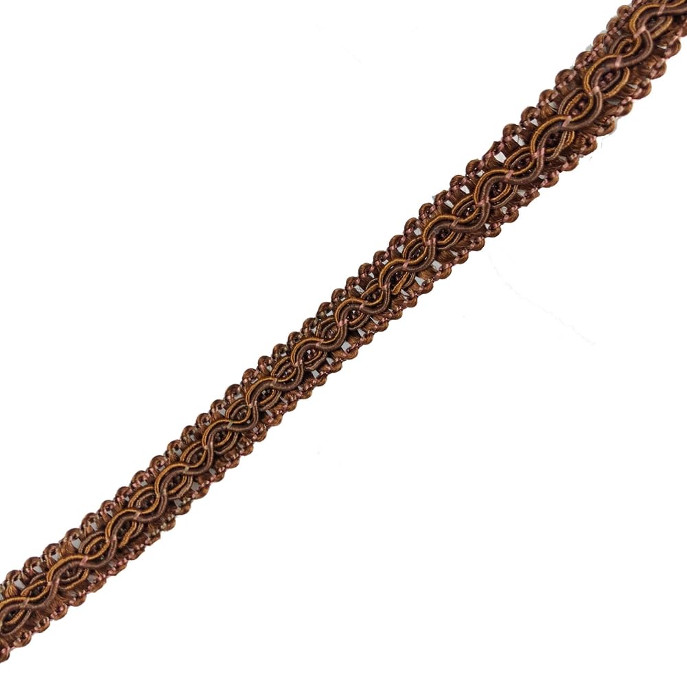 Yurosiay Braided Trim, 15 m Braid Trim, 1 cm Wide, Handmade Trimming, Vintage Woven Twist Cord, Braided, Decorative Ribbon, Lace Trim for DIY Sewing Braids, Brown