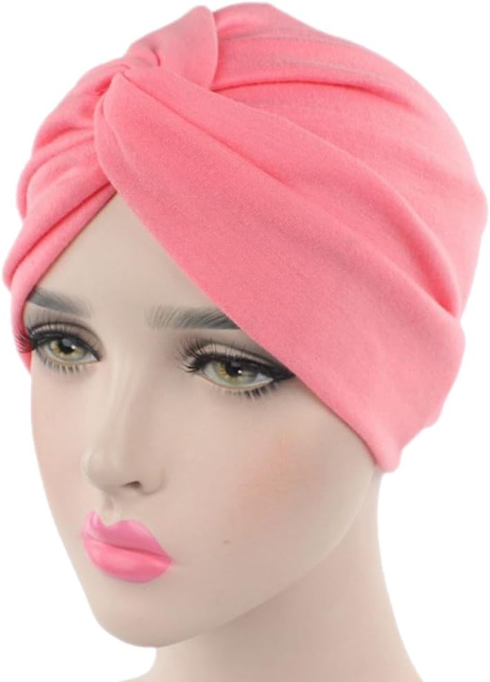 DECOU Solid Color Clean Plain Twist Pleasted Hair Turban Cap - Image 2