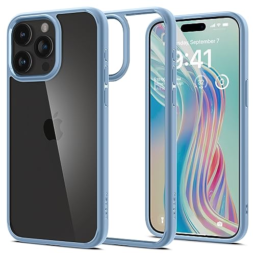 Image of Spigen Ultra Hybrid Back Cover Case for iPhone 15 Pro Max, Durable Hybrid Structure, Air Cushion Technology - PC+TPU | Sierra Blue