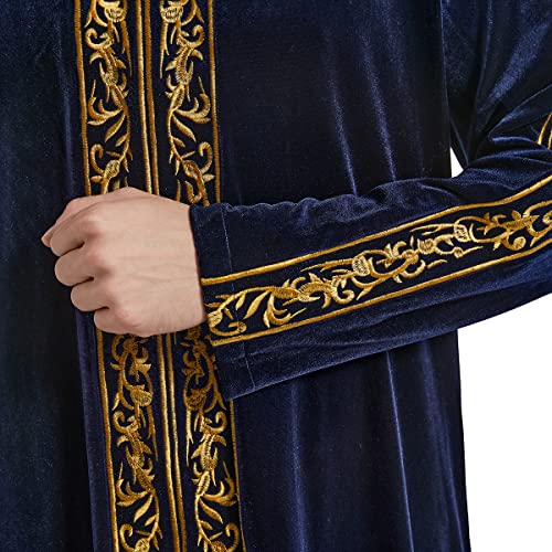 Arab Men Stand Collar Long Sleeves Muslim Male Embroidery Robe4