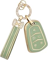 Vista 8 de PIFOOG Funda para Llavero de TPU Suave para Llavero de Coche Protector de Keychain Protección Verde con Gran Borde Dorado