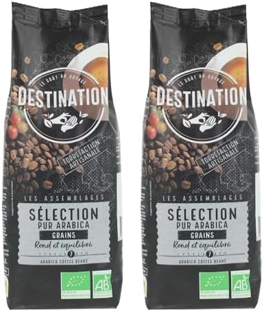 Destination Café Ecológico en Grano 100% Pur Arábica, 1kg (Paquete de 2)