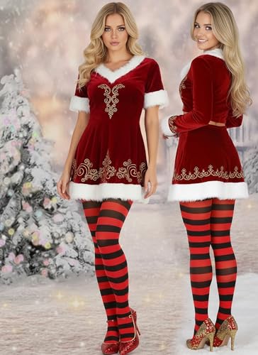 Image of ToBeInStyle Women's Wide Horizontal Contrast Stripe Tights Opaque Hosiery
