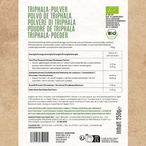 HOFKRAUT BIO Triphala Pulver 250g | Ayurvedische Kraft aus Haritaki, Amalaki & Bibhitaki | 100% natürliches Triphalapulver aus kontrolliert biologischem Anbau | Rückstandskontrolliert – Bild 3