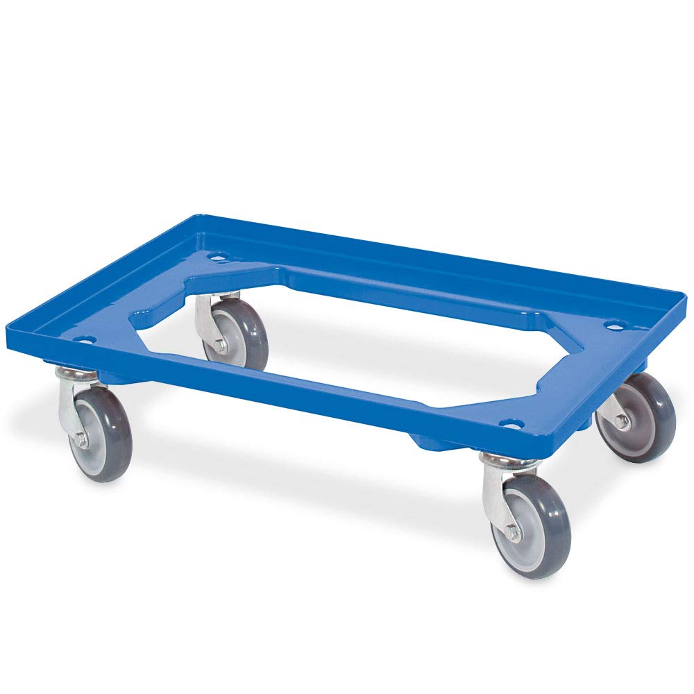 BRB Lot de 7 roulettes de logistique pour conteneurs 600 x 400 mm, charge maximale 250 kg (bleu)