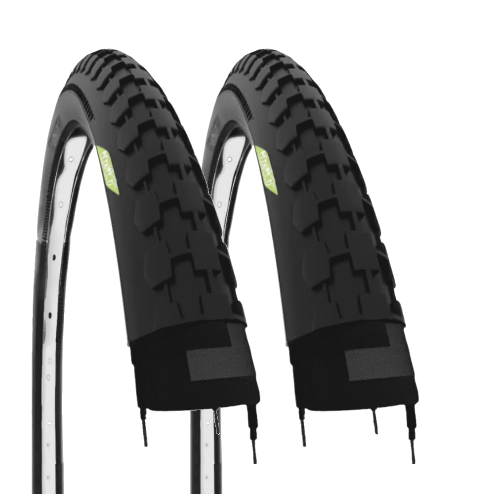 2 Tyres 26 x 1 1/2 (40-584) Black Tyres 26 Inch Rubber Bike Vintage Bicycle Balloon City Bike