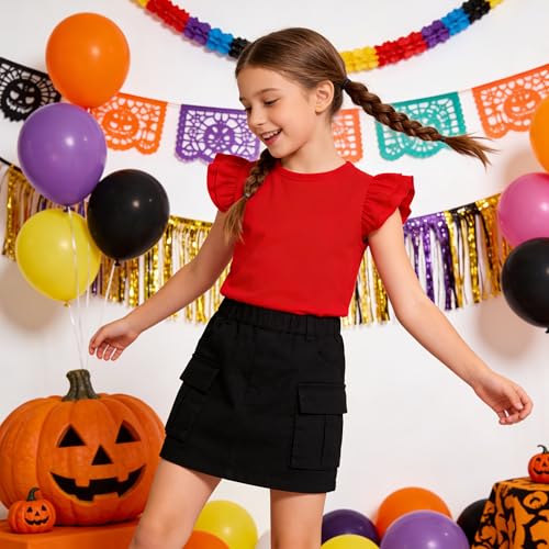 Image of LYSMuch Toddler Girls Short Sleeve Ruffle Basic Blouse | Size 2T-14Y Girls Summer Tops，Solid Kids Casual Clothes