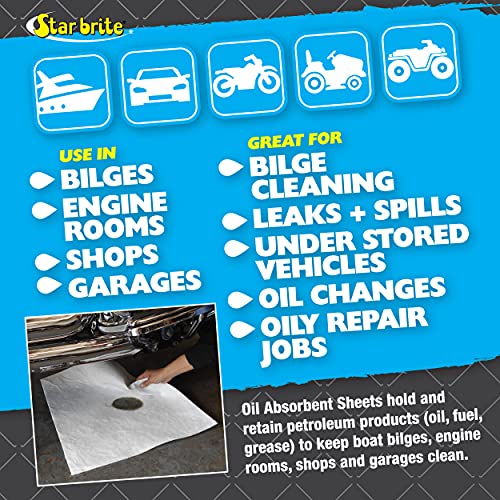 Image of STAR BRITE Bilge Oil Pads Absorbs Oil, Repels Water - 17 x 19 Heavy Weght - 5 Pack (091845)
